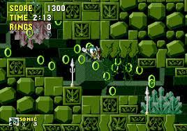 Sonic siendo golpeado en Labyrinth Zone